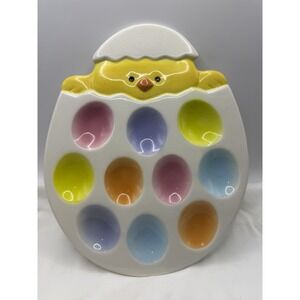 Easter/Spring Chick Pastel Colorful 10" X 8" Egg Plate